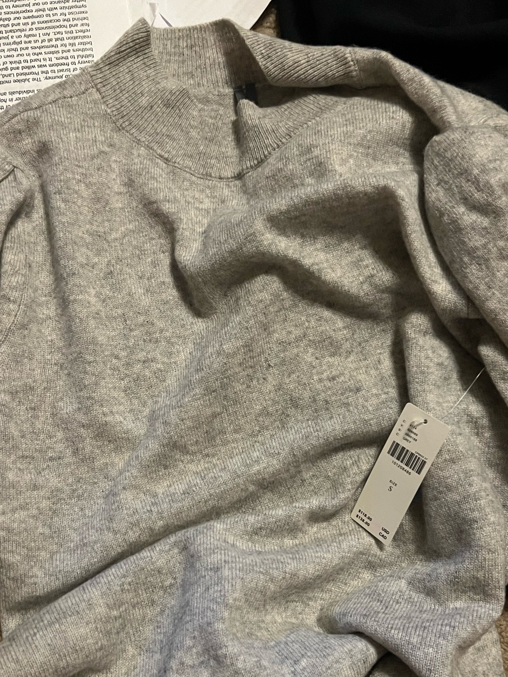 Anthropologie Wool Cashmere Puff-Sleeve Mock-Neck Sweater NWT - Picture 4 of 4